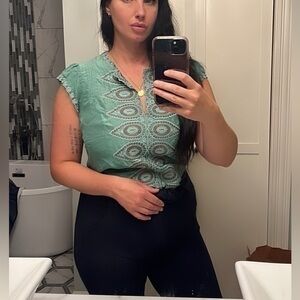 BCBGmaxAzria Silk Embroidered Top